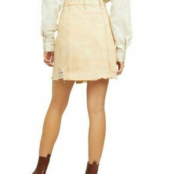 Free People We The Free Parker Destroyed Denim Wrap Skirt Size 27 - Picture 4 of 7